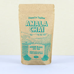 Amala Chai Assam black tea refill bag. Front view