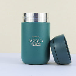 Amala Chai chillys hot flask with cap open