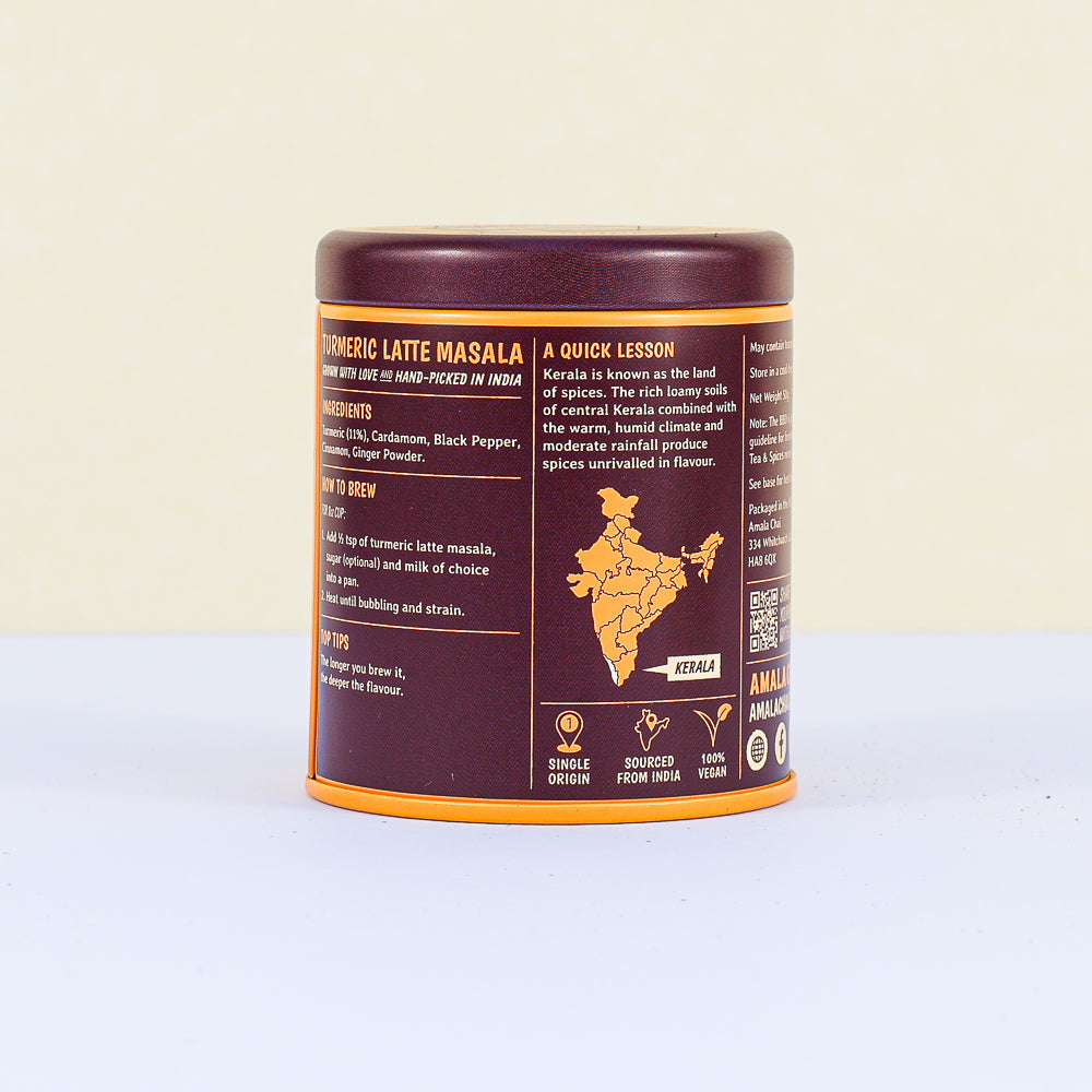 Back view of turmeric chai masala tin