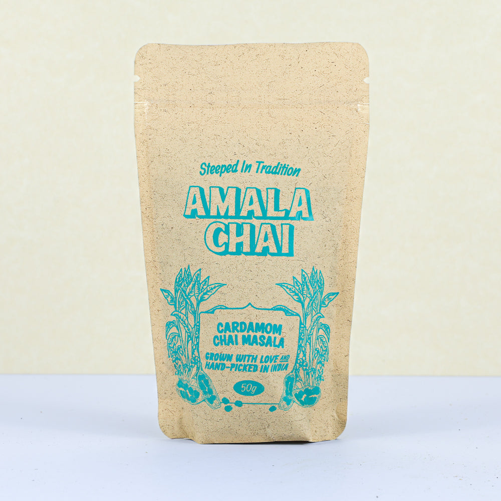 Cardamom chai masala refill bag front view